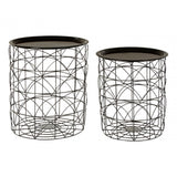 Black Wire Basket Tables Set of 2, Metal, Black
