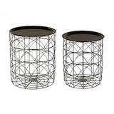 Black Wire Basket Tables Set of 2, Metal, Black