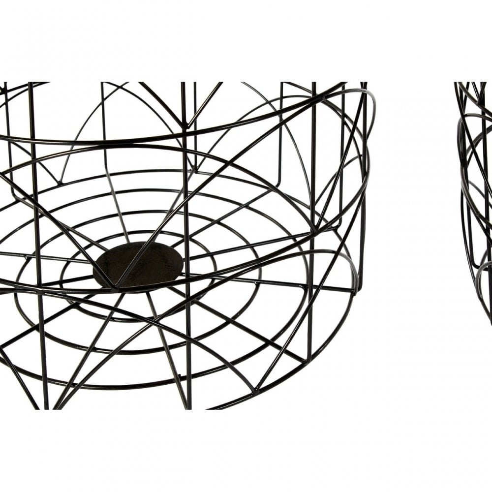 Black Wire Basket Tables Set of 2, Metal, Black