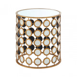 Zodiac Gold Finish Mirror Side Table, Mirrored Glass, Gold