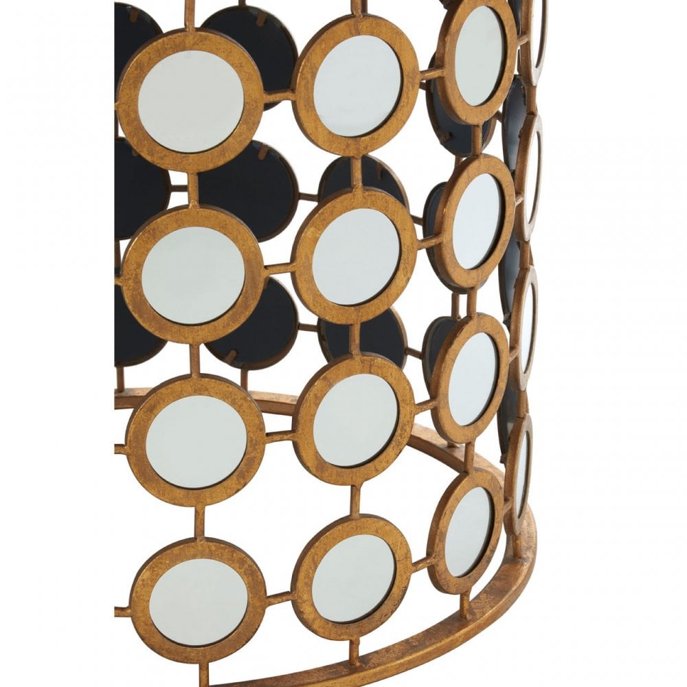 Zodiac Gold Finish Mirror Side Table, Mirrored Glass, Gold