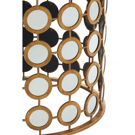 Zodiac Gold Finish Mirror Side Table, Mirrored Glass, Gold