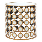 Zodiac Gold Finish Mirror Side Table, Mirrored Glass, Gold