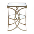 Zodiac Cross Design Side Table, Mirrored Glass, Silver