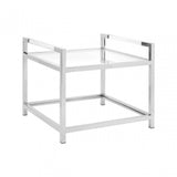 Chiqui End Table, Stainless Steel, Glass, Silver