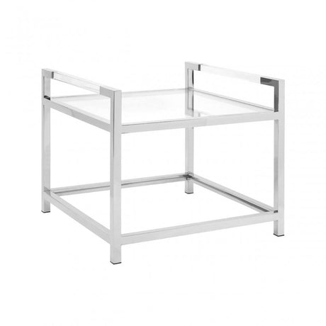 Chiqui End Table, Stainless Steel, Glass, Silver
