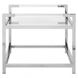 Chiqui End Table, Stainless Steel, Glass, Silver