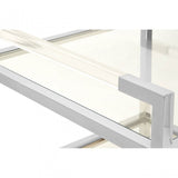 Chiqui End Table, Stainless Steel, Glass, Silver