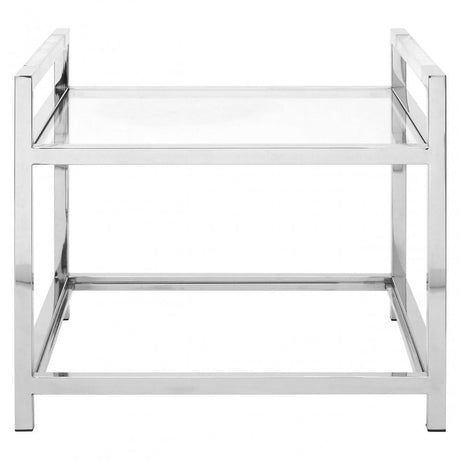 Chiqui End Table, Stainless Steel, Glass, Silver