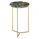 Vita Blue Agate Table, Steel, Blue