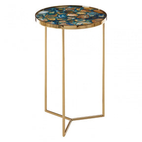 Vita Blue Agate Table, Steel, Blue