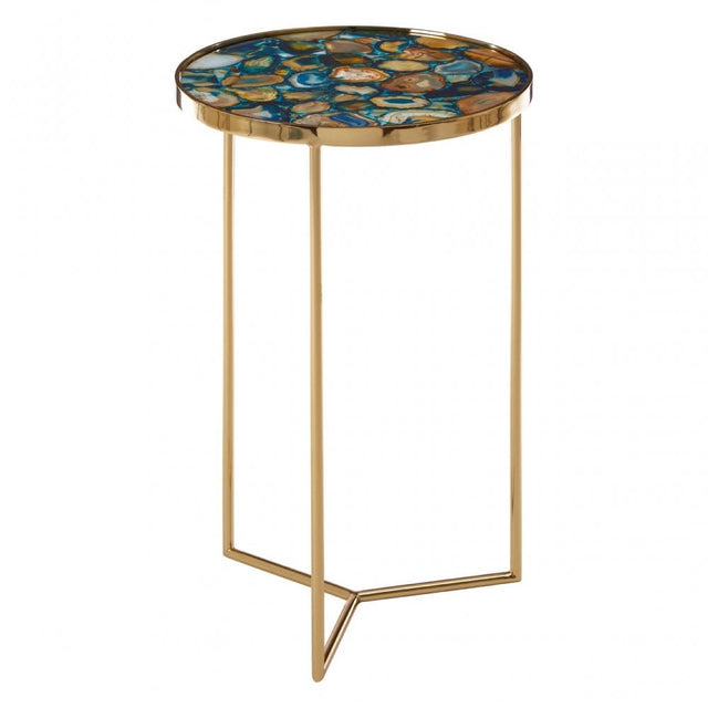 Vita Blue Agate Table, Steel, Blue