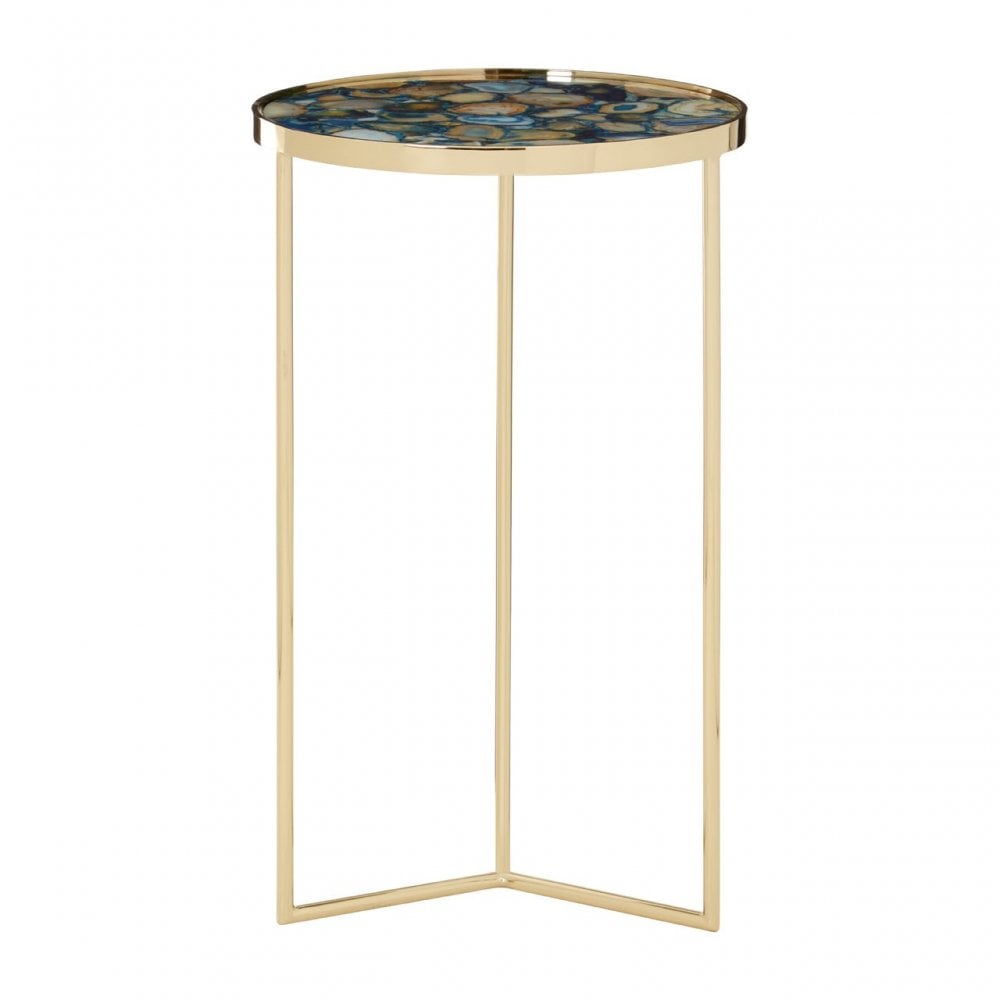 Vita Blue Agate Table, Steel, Blue