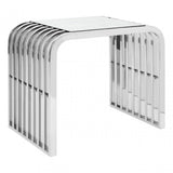 Chiqui Slatted End Table, Stainless Steel, Glass, Clear