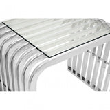 Chiqui Slatted End Table, Stainless Steel, Glass, Clear