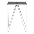 Gianna Square Triangular Side Table, Stainless Steel, Glass, Black