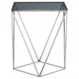 Gianna Square Quadrilateral Side Table, Stainless Steel, Glass, Black
