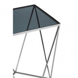 Gianna Square Quadrilateral Side Table, Stainless Steel, Glass, Black