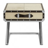 Mango Natural Wood and Leather Case Side Table