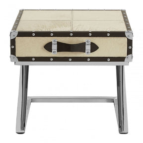 Mango Natural Wood and Leather Case Side Table