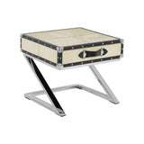 Mango Natural Wood and Leather Case Side Table