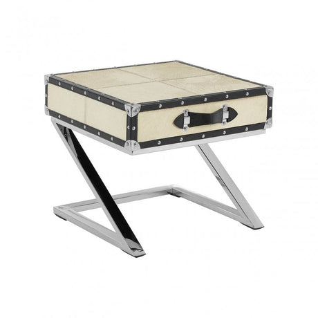 Mango Natural Wood and Leather Case Side Table