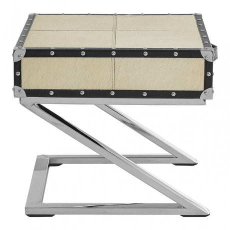 Mango Natural Wood and Leather Case Side Table