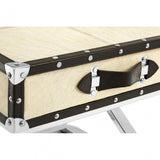 Mango Natural Wood and Leather Case Side Table
