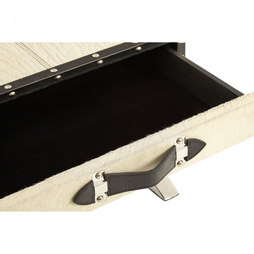 Mango Natural Wood and Leather Case Side Table
