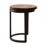 Halle Chevron Side Tables, Iron, Powder Coated Wood, Natural