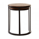 Halle Chevron Side Tables, Iron, Powder Coated Wood, Natural