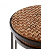 Halle Chevron Side Tables, Iron, Powder Coated Wood, Natural