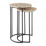 Halle Mother of Pearl Side Tables, Iron, Mother of Pearl