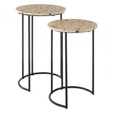 Halle Mother of Pearl Side Tables, Iron, Mother of Pearl