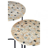 Halle Mother of Pearl Side Tables, Iron, Mother of Pearl