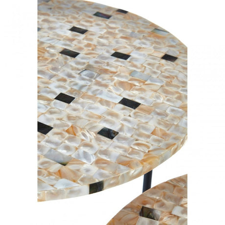 Halle Mother of Pearl Side Tables, Iron, Mother of Pearl