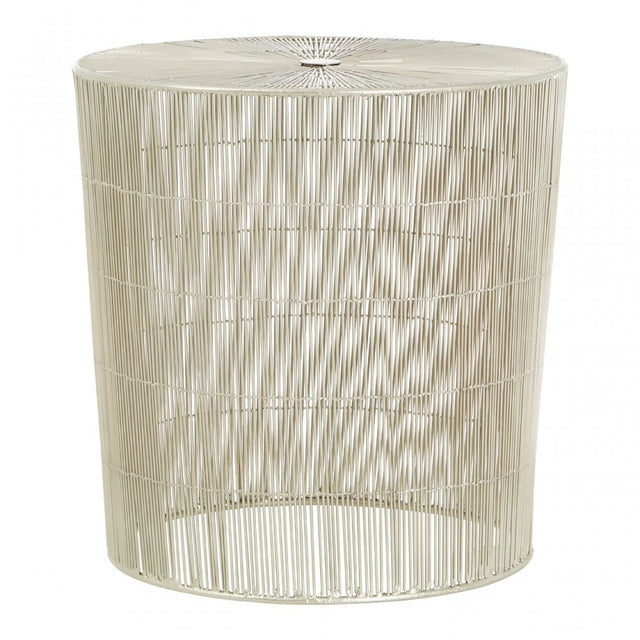 Hamish Cage-Shaped Large Round Table, Iron, Silver