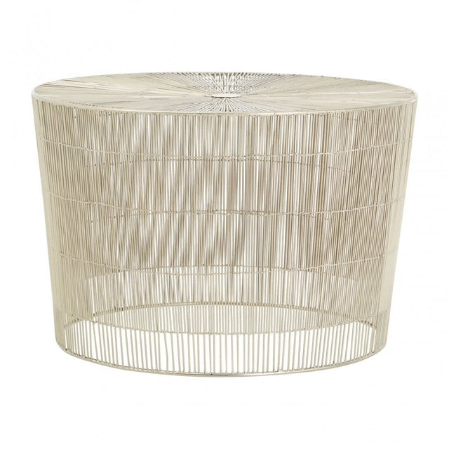 Hamish Cage-Shaped Small Round Table, Iron, Silver