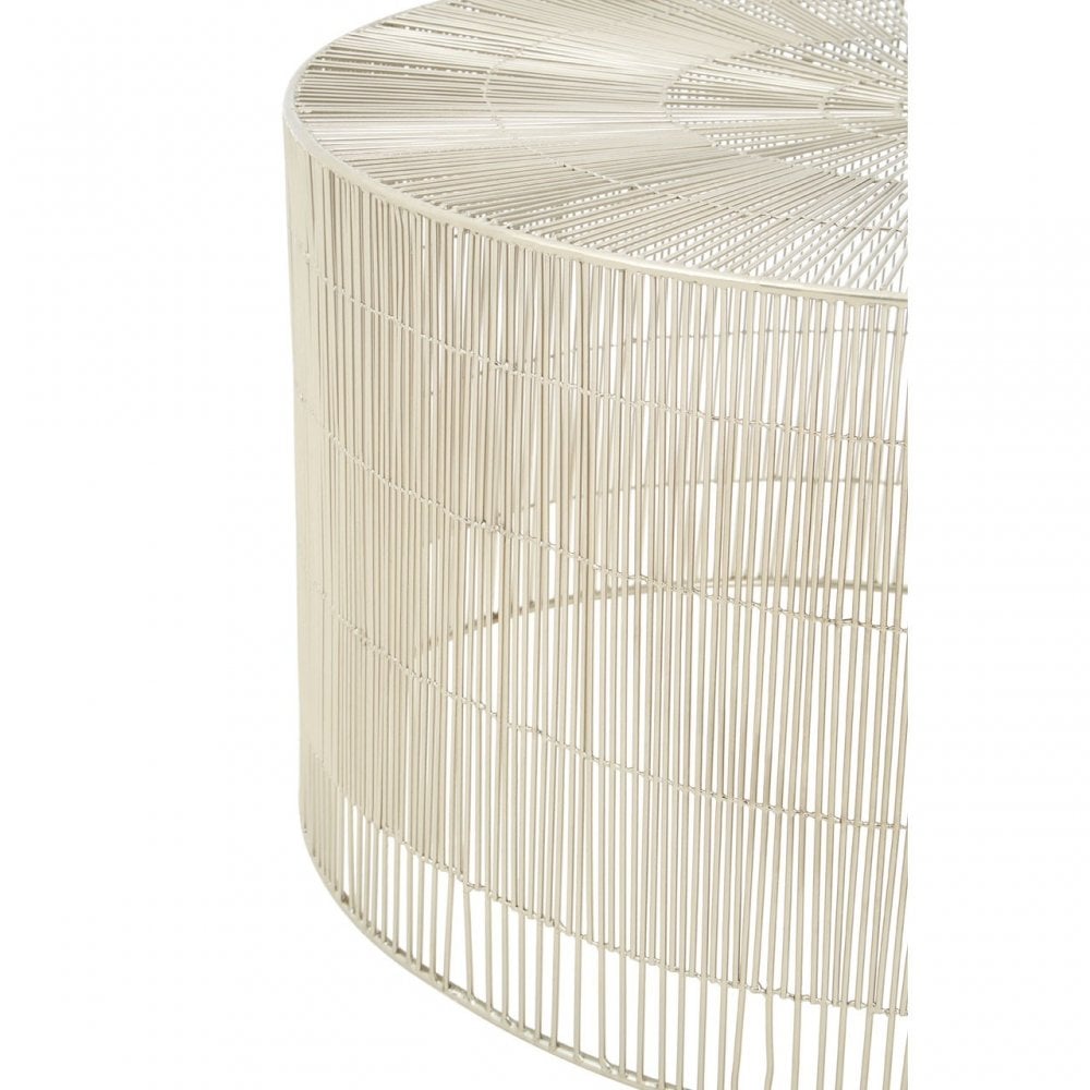 Hamish Cage-Shaped Small Round Table, Iron, Silver
