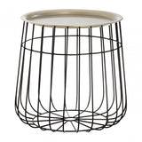Templar Silver / Black Wire Detail Side Table, Iron, Silver