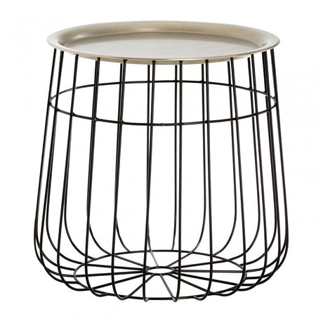 Templar Silver / Black Wire Detail Side Table, Iron, Silver