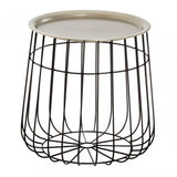 Templar Silver / Black Wire Detail Side Table, Iron, Silver