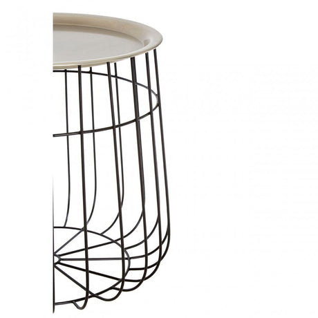 Templar Silver / Black Wire Detail Side Table, Iron, Silver