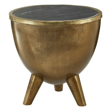 Crest Table Black Marble Top Table, Iron, Marble, Brass