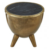 Crest Table Black Marble Top Table, Iron, Marble, Brass