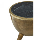 Crest Table Black Marble Top Table, Iron, Marble, Brass