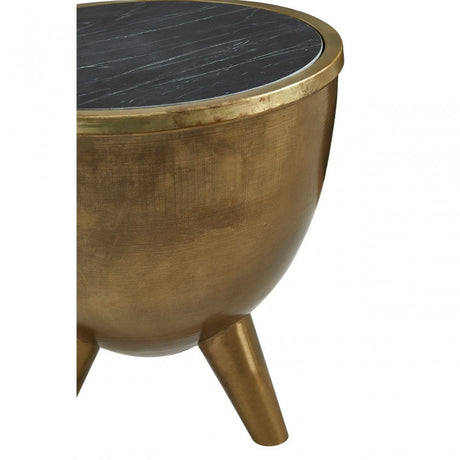 Crest Table Black Marble Top Table, Iron, Marble, Brass