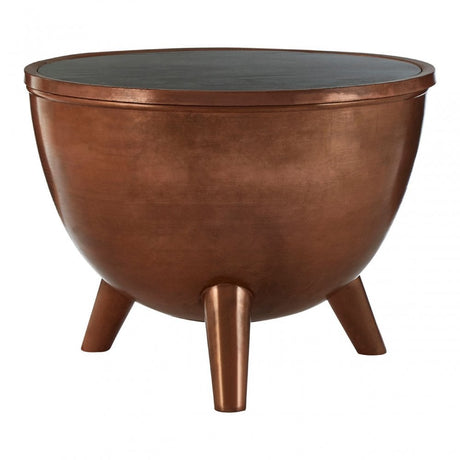 Crest Green Marble Top Table, Iron, Marble, Copper