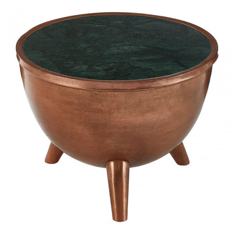 Crest Green Marble Top Table, Iron, Marble, Copper