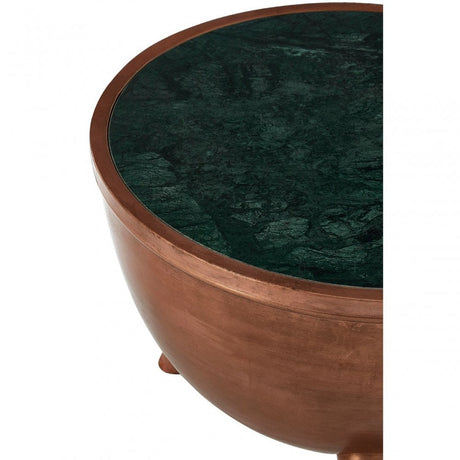 Crest Green Marble Top Table, Iron, Marble, Copper